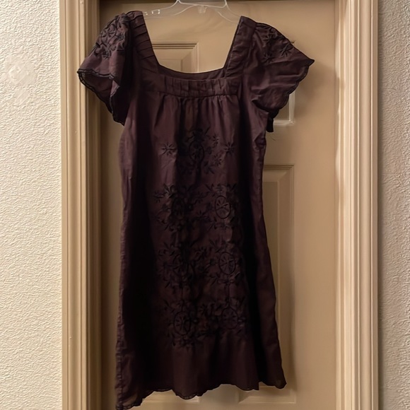 Chocolate brown flutter sleeve dress - Picture 8 of 10